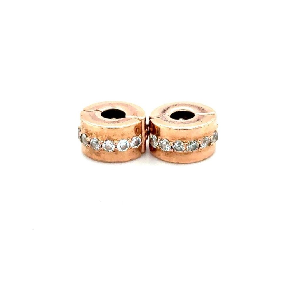 2‎ Pandora Sparkling Row Rose Gold Clip Charms